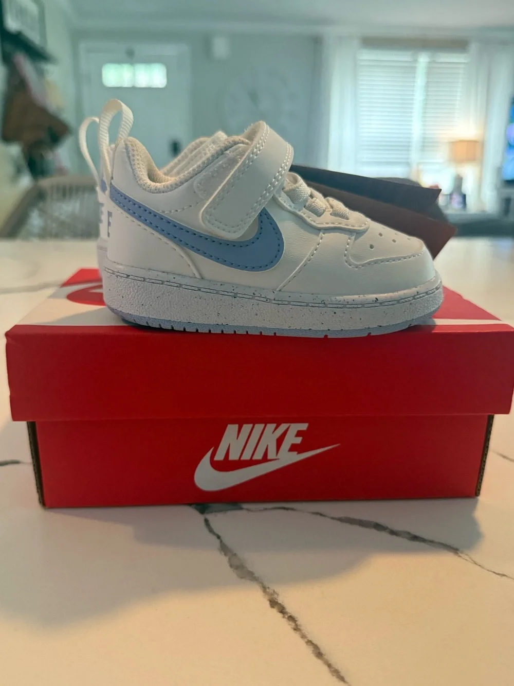 Nike Court Borough Low Recraft TD 4C White Blue Toddler Sneakers NWT DV5458-103